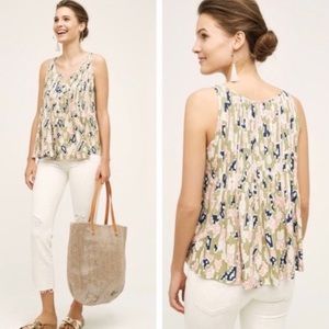 Maeve Flowy Pleated Tank Top